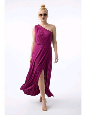 Rebdolls Magenta One Shoulder Maxi Dress High Slit 3X NWT